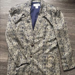Breckenridge 100% Silk Blue Beige Jacket, Size 4